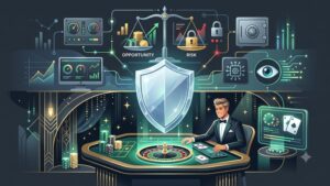 Современная иллюстрация на тему управления рисками в эксклюзивных онлайн-казино для VIP-клиентов
